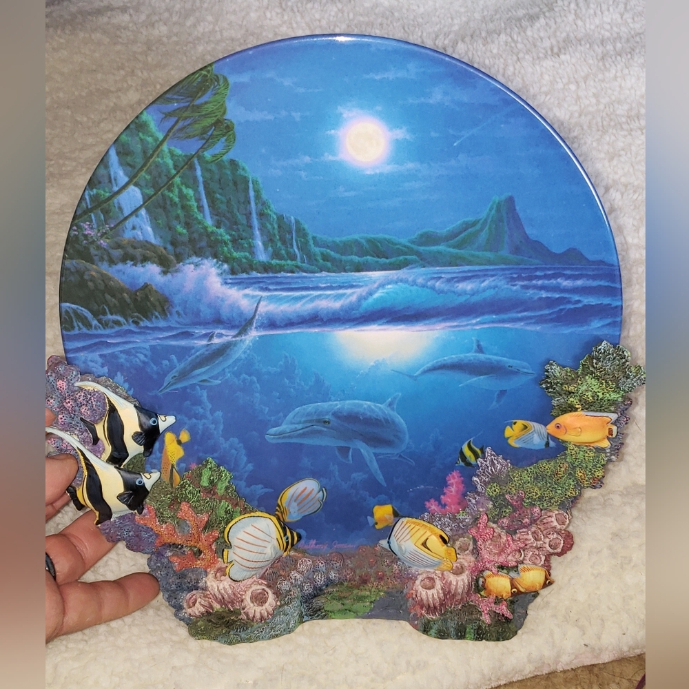 1996 Moonlight Paradise Dolphin Collector Plate